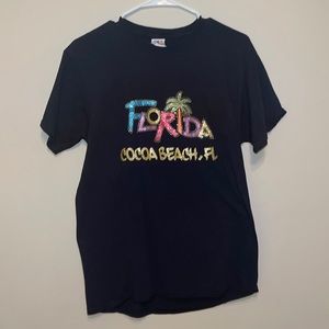 Black Sparkly, Rhinestone Cocoa Beach, Florida Shirt.
